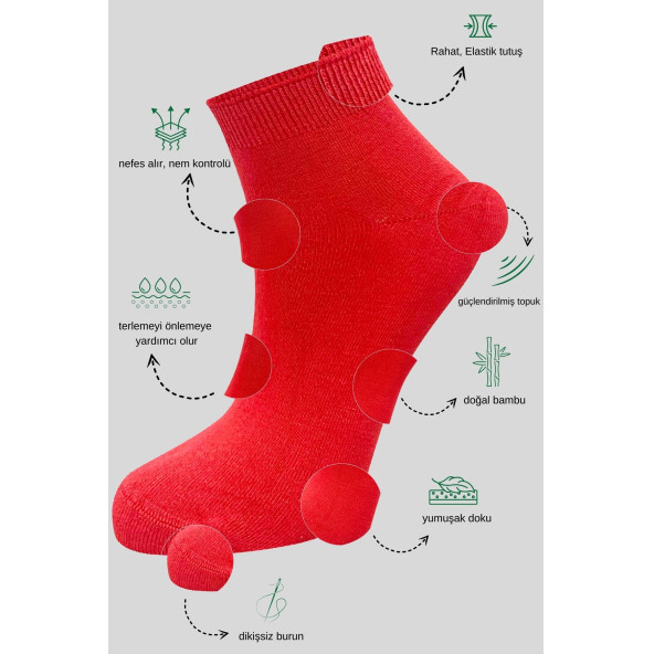 Kadın Bambu Patik Çorap (3 ADET) Görünmez Dikişsiz Parfümlü Kısa Yazlık Kadın Çorabı - 4