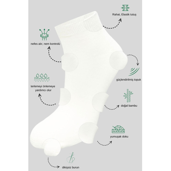 Kadın Bambu Patik Çorap (3 ADET) Görünmez Dikişsiz Parfümlü Kısa Yazlık Kadın Çorabı - 4