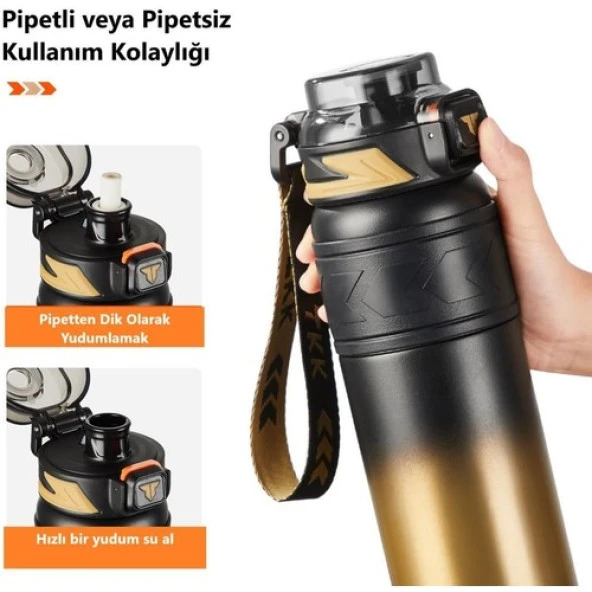 Tkk Çelik Termos Matara 500ML Golden - 5