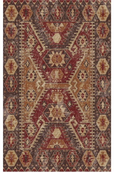 Klasik Kahverengi Salon&Oturma Odası&Yolluk Dijital Baskılı Makinede Yıkanabilir Kaymaz Taban Saçaklı Halı HK007 ürün görseli 1