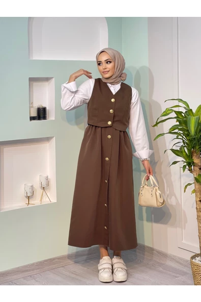 Trenç Kumaş Yelekli Takım - 3
