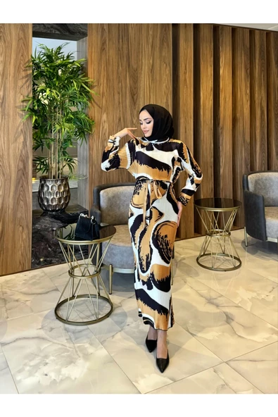 ELB004 PİLİSELİ KEMERLİ ELBİSE - 5