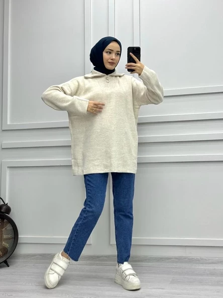 YAKASI FERMUAR DETAYLI STD TUNİK T0001 - 8