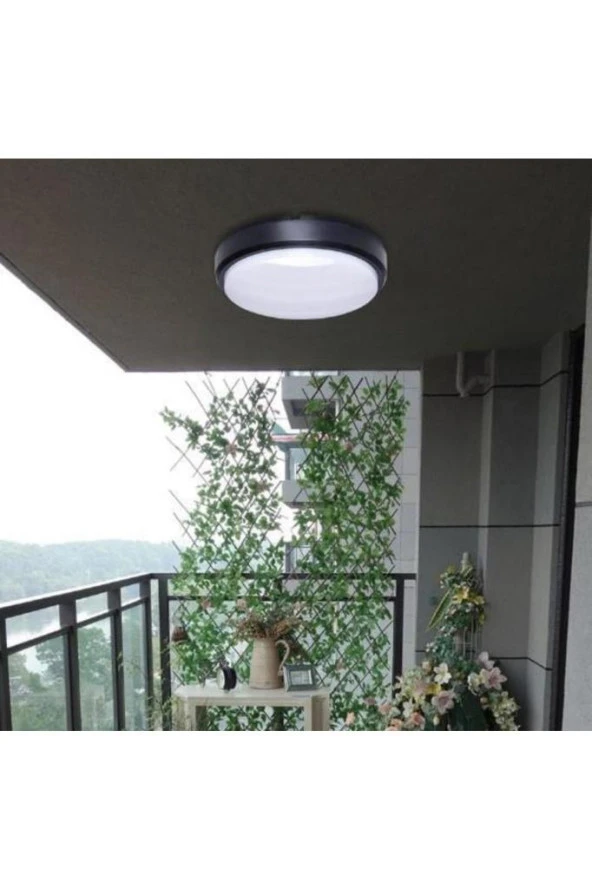 Horoz Artos 20W Yuvarlak Siyah Led Nem Su Geçirmez Banyo Bahçe Modern Tavan Lambası Beyaz Işık 6500K