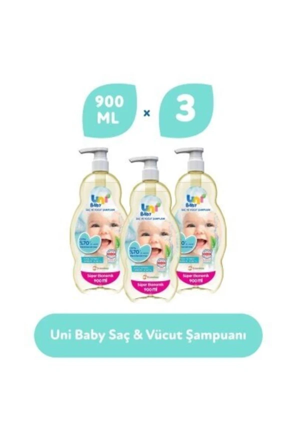 UNİ BABY Saç Ve Vücut Şampuan 900 Ml 3'Lü