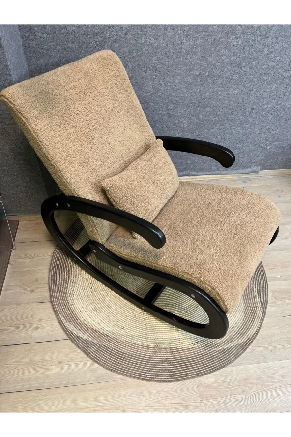 Asedia Salvador Siyah Teddy Kahve Sallanan Sandalye Dinlenme Koltuğu - Resim 3