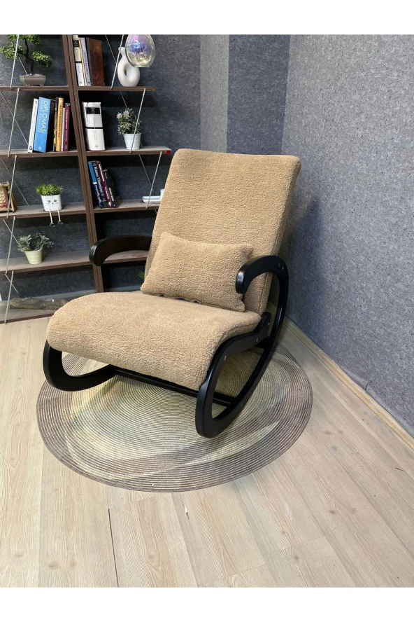 Asedia Salvador Siyah Teddy Kahve Sallanan Sandalye Dinlenme Koltuğu - Resim 5