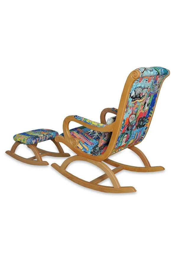 Asedia Rustik Naturel Diego Desenli Sallanan Sandalye Dinlenme Emzirme Baba Tv Okuma Uzanma Koltuğu Berjer - Resim 5