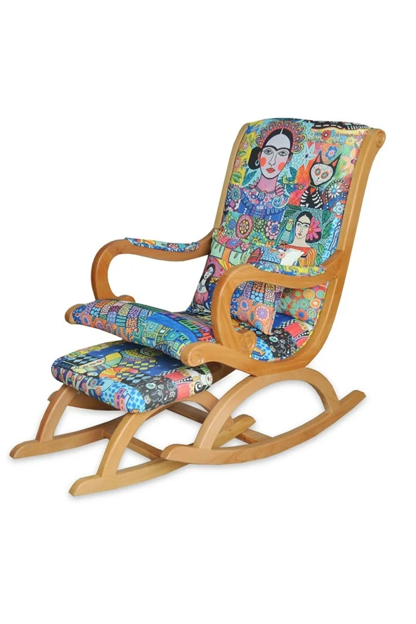 Asedia Rustik Naturel Diego Desenli Sallanan Sandalye Dinlenme Emzirme Baba Tv Okuma Uzanma Koltuğu Berjer - Resim 6