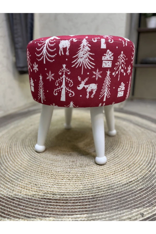 Asedia Miskin Beyaz Puf Yılbaşı Noel Hediyesi İçin Mükemmel Dekoratif Tabure - Resim 2