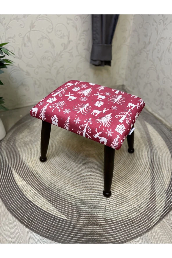 Asedia Trend Ceviz Puf Yılbaşı Noel Hediyesi İçin Mükemmel Dekoratif Tabure - Resim 2