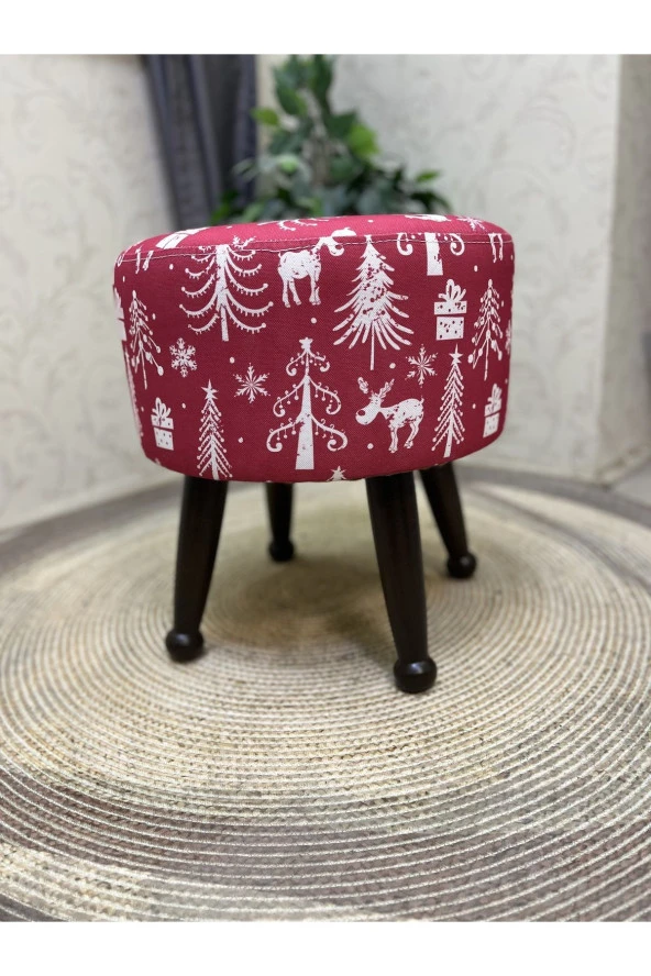 Asedia Miskin Ceviz Puf Yılbaşı Noel Hediyesi İçin Mükemmel Dekoratif Tabure - Resim 3