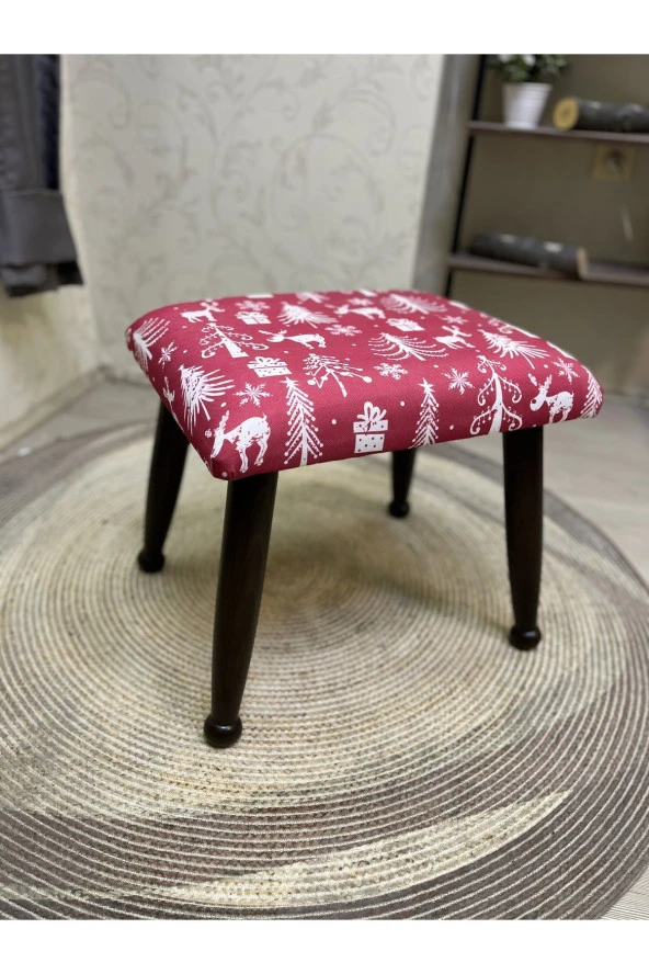 Asedia Trend Ceviz Puf Yılbaşı Noel Hediyesi İçin Mükemmel Dekoratif Tabure - Resim 3