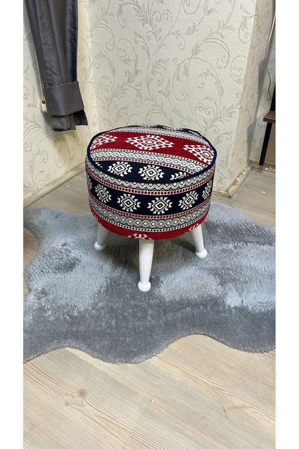 Asedia Miskin Lake Kilim Desen Yuvarlak Puf Ayakucu Tabure - Resim 2