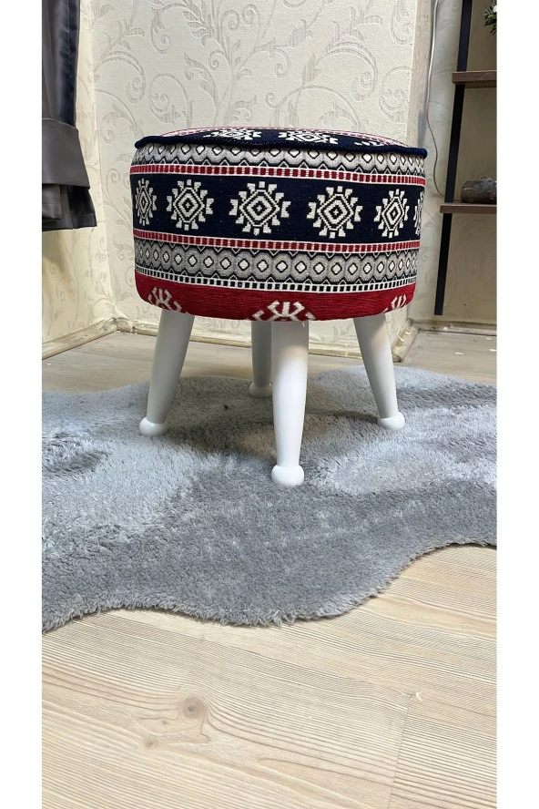Asedia Miskin Lake Kilim Desen Yuvarlak Puf Ayakucu Tabure - Resim 3
