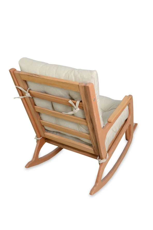 Asedia Kontes Naturel Krem Dolgu Minderli Sallanan Sandalye Dinlenme Koltuğu - 5