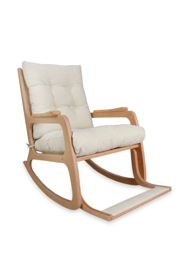 Asedia Kontes Naturel Krem Dolgu Minderli Sallanan Sandalye Dinlenme Koltuğu - 6