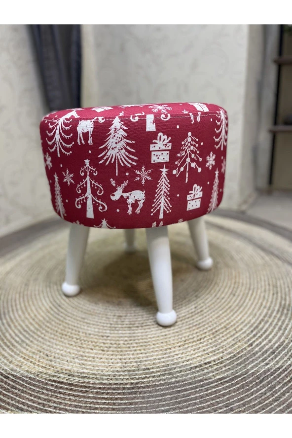 Asedia Miskin Beyaz Puf Yılbaşı Noel Hediyesi İçin Mükemmel Dekoratif Tabure - Resim 3