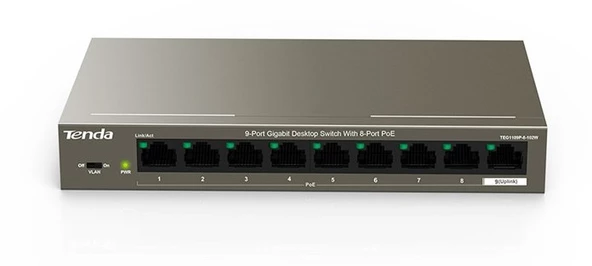 Tenda TEG1109P-8-102W 8GE PoE Port (102W), 1GE Uplink Desktop Switch