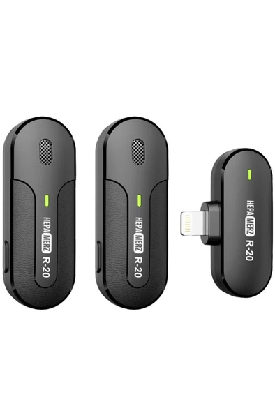 Hepa Merz R-20 İphone Uyumlu Üst Kalite Kablosuz Lightning Yaka Mikrofonu ürün görseli 1