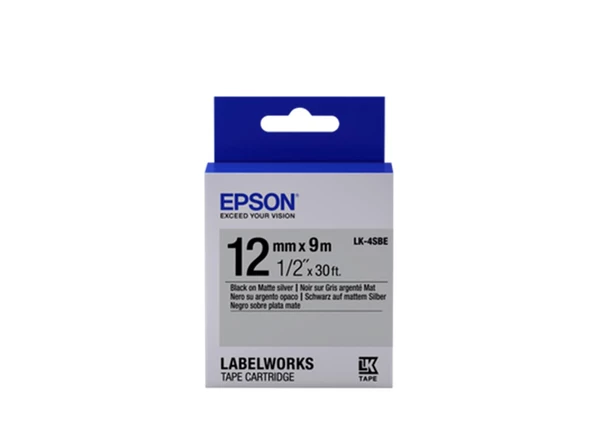 Epson LK-4SBE Gümüş Üzeri Siyah 12mm 9Metre Etiket