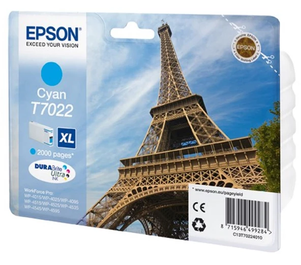 Epson T7022 Cyan Mavi 2.000 Sayfa Mürekkep Kartuş T70224010