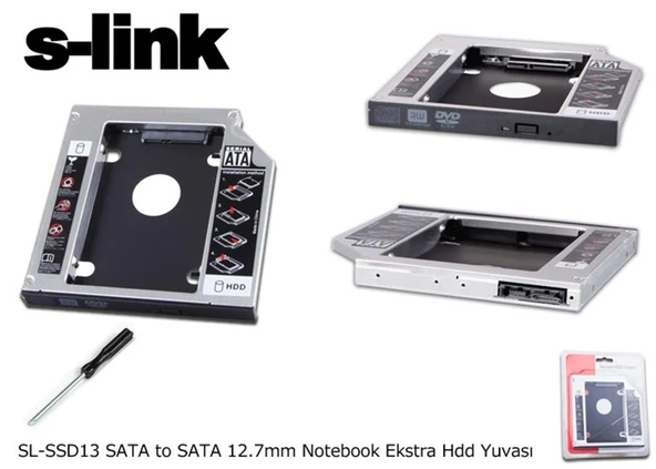 S-link SL-SSD13 Sata 2.5" 12.7mm Harddisk (hdd) Kutusu - 1