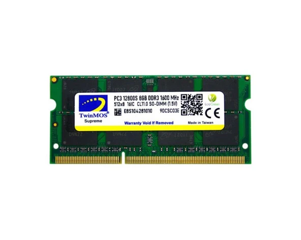 TWINMOS 8GB DDR3 1600MHZ N.BOOK RAM 1,5 V MDD38GB1600N