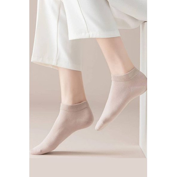 Renkli 6 Çift Likralı Pamuklu Penye Kadın Patik Çorap - 4