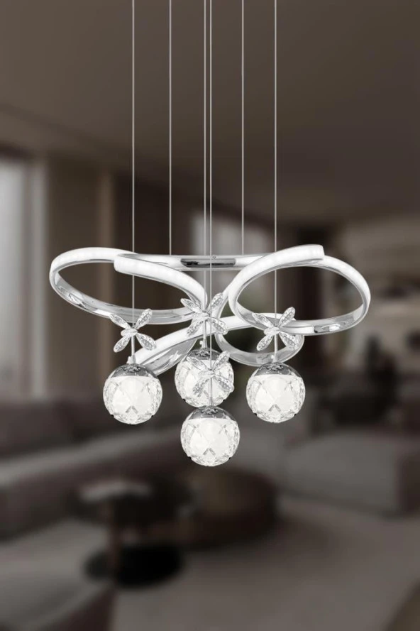 Eray Aydınlatma 9225-40 Kr 4 Toplu Krom Led Avize - Resim 2