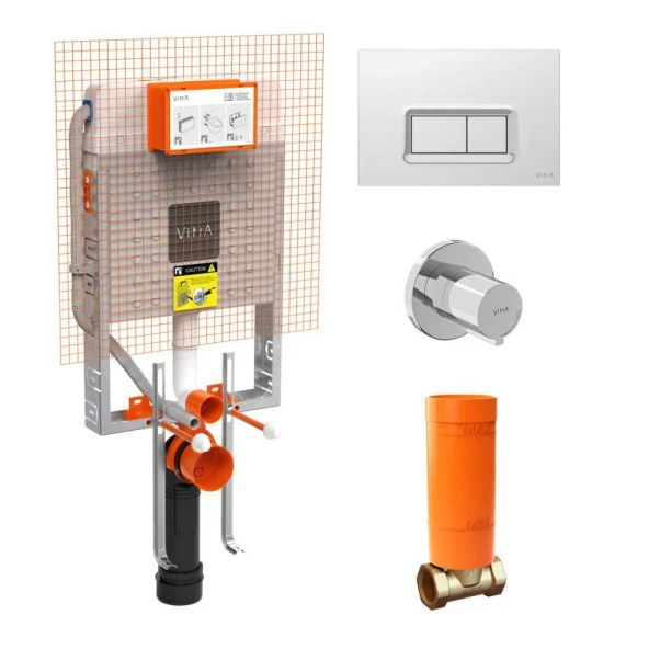 VitrA S20 Square Asma Klozet 48cm + S20 Klozet Kapağı + VitrA Gömme Rezervuar Set - 4