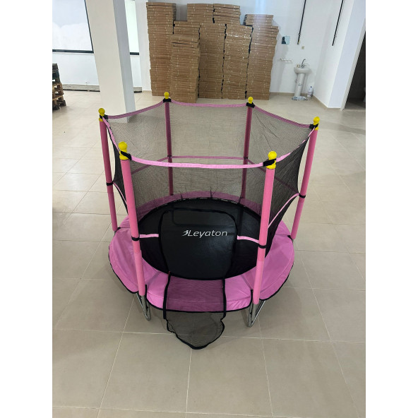 Trambolin Fileli Korumalı 152 Cm Kolay Kurulum Pembe - Resim 6