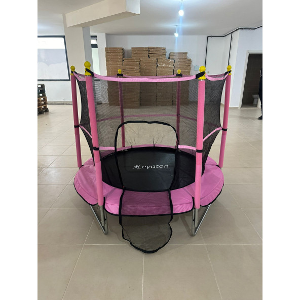 Trambolin Fileli Korumalı 152 Cm Kolay Kurulum Pembe - Resim 7