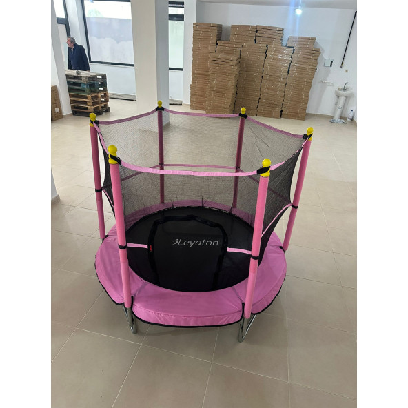 Trambolin Fileli Korumalı 152 Cm Kolay Kurulum Pembe - Resim 8