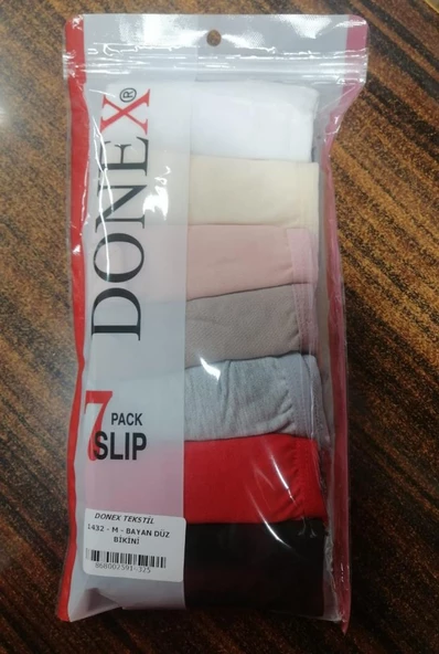 7 Adet Donex Bayan Düz Renk Bikini Slip Külot 1432