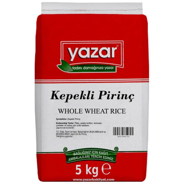 Yazar Kepekli Pirinç (Organık) 5 Kg