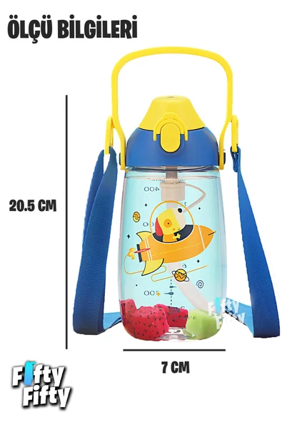 Uzspace Pipetli 680 Ml Boyun Askılı Tritan Çocuk Su Matarası -Kutulu- FFUZ2202680 - 3