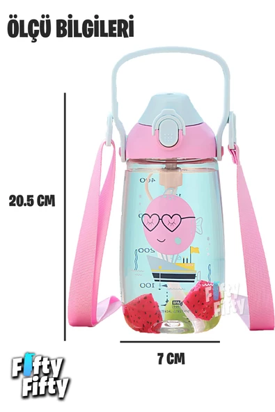 Uzspace Pipetli 680 Ml Boyun Askılı Tritan Çocuk Su Matarası -Kutulu- FFUZ2202680 - 9