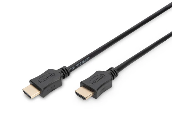 Digitus HDMI High Speed with Ethernet Bağlantı Kablosu (HDMI 1.3), 1080p Full HD, HDMI Tip A Erkek - HDMI Tip A Erkek, 10 metre, CU, AWG28, 3x zırhlı, altın kaplama, siyah renk<br>Digitus HDMI High Speed connection cable, type A M/M, 10.0m, HDMI 1.3