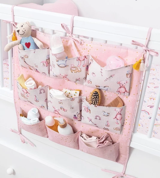 Baby 9 Cepli Bağlamalı Beşik Kenarı Düzenleyici (pembe) - 2
