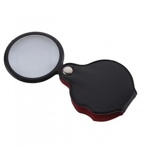 -5x-50mm-mini Büyüteç,cepte Taşınan,optik Lens Katlanabilir Deri Kaplama-xx1051 - 3