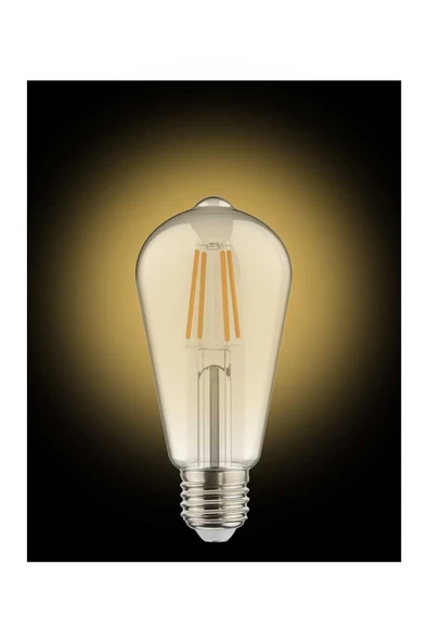 10 Adet K2 6W E27 2700K Sarı Işık Flamanlı Rustik Led Ampul KES505 - 2