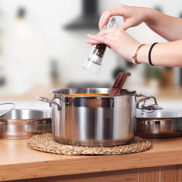 Serenk Modernist 5 Parça Paslanmaz Çelik Tencere ve Tava Seti, 24 cm Derin, 26 cm Basık, 26 cm Tava - Resim 4