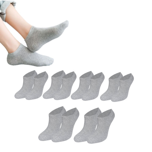 Kadın - Erkek Düz Desen (6 ÇİFT) Pamuklu Beden Mevsimlik Terletmez Görünmez Çorap - 2