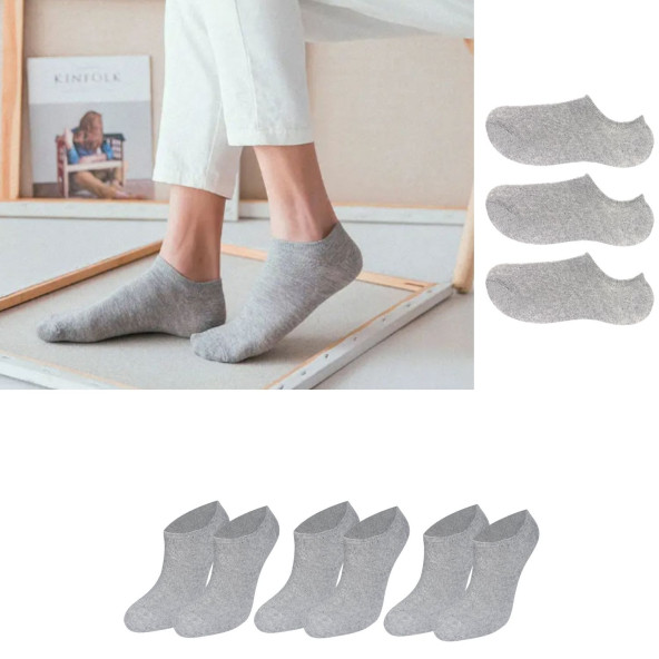 Unisex Düz Desen (3 ÇİFT) Pamuklu Terletmez Yazlık Görünmez Çorap Seti