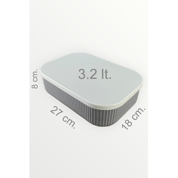 Tabu Home Shell Serisi 3.2 Lt  3 Adet Gri Mutfak Saklama Kabı - 2