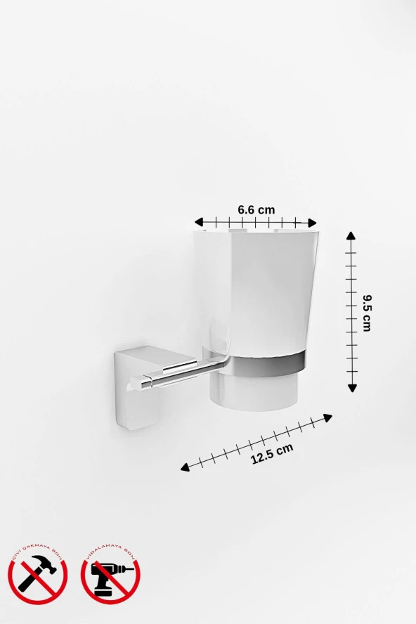 Krom F1 Model Diş Fırçalık Cam Bardak - 5 Yıl Garantili - 3