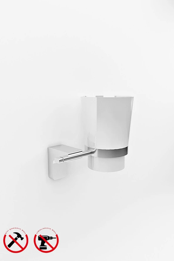 Krom F1 Model Diş Fırçalık Cam Bardak - 5 Yıl Garantili - 2