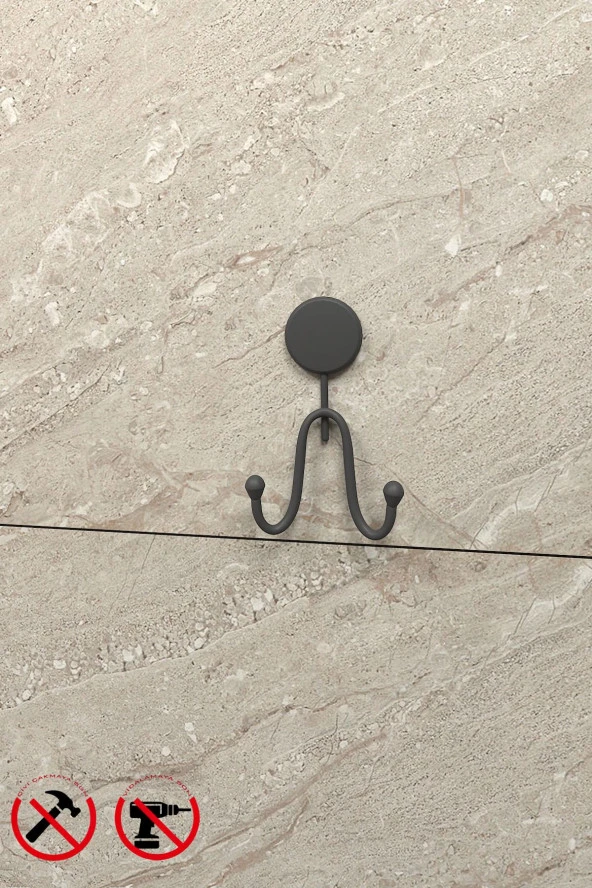 Mat Siyah Ikili Havlu Askısı Banyo Mutfak Havluluk Asacağı Ister Yapıştır Ister Montajla