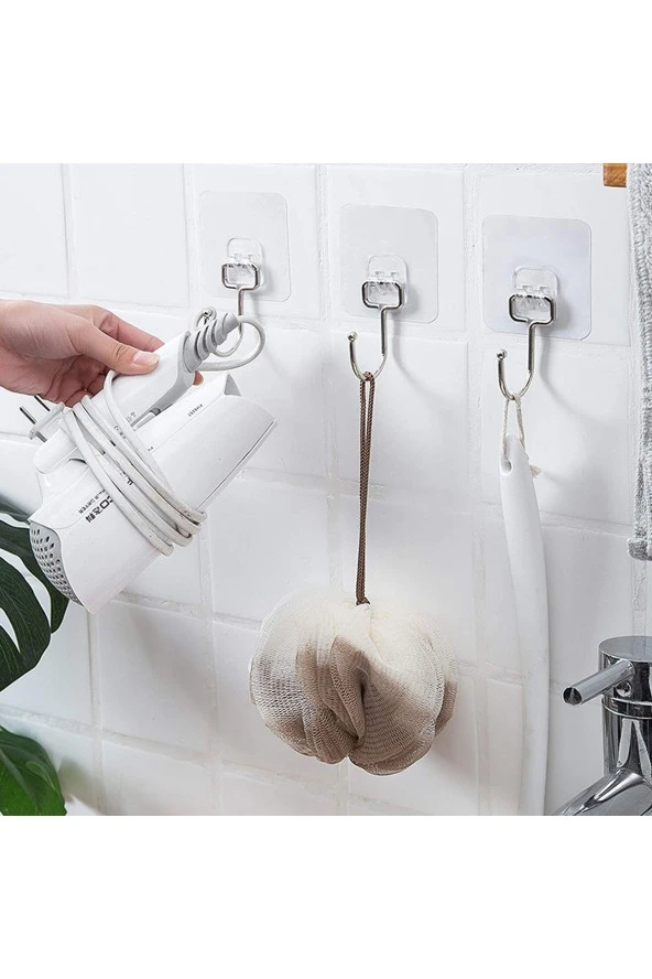 Banyo Için Güçlü Yapışkan Kancalar,yapışkanlı Askılar ,mutfak,ev Ofis Için Duvar Askıları 4 Adet